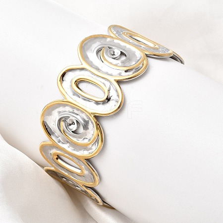 Hammered 304 Stainless Steel Cuff Bangles for Women LS-BJEW-P371-01A-1