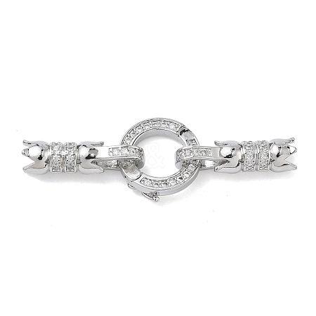 Ring Brass Micro Pave Clear Cubic Zirconia Fold Over Clasps KK-Z143-12P-1