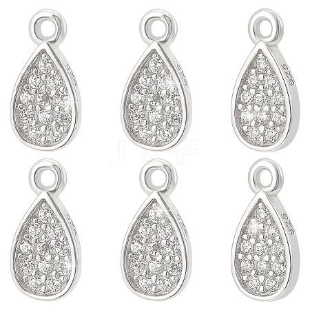 6Pcs Rhodium Plated 925 Sterling Silver Pendant STER-PH0003-36-1