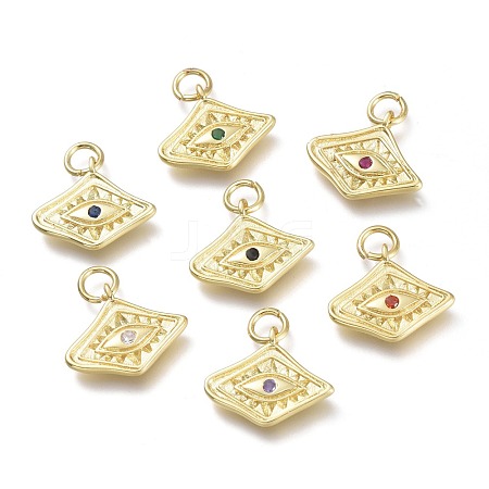 Brass Micro Pave Cubic Zirconia Pendants KK-P188-C-1