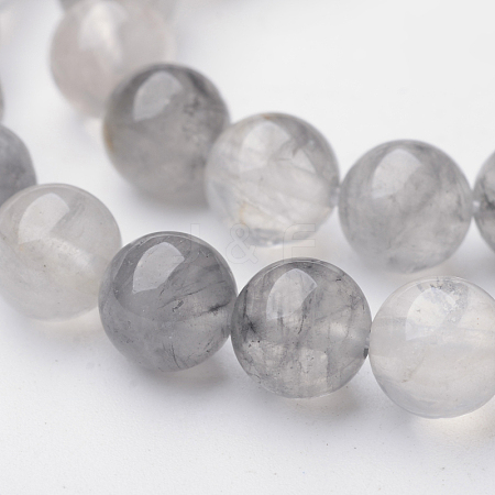 Natural Cloudy Quartz Round Bead Strands G-F262-03-1