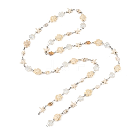 ABS Imitation Pearl & Synthetic Turquoise Beaded Chains AJEW-JB01668-1