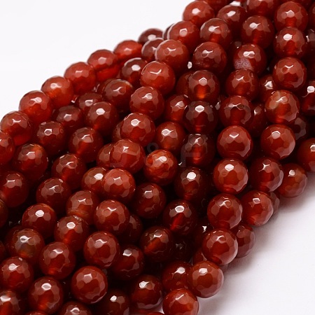 Dyed Natural Agate Faceted Round Beads Strands X-G-E320B-12mm-08-1