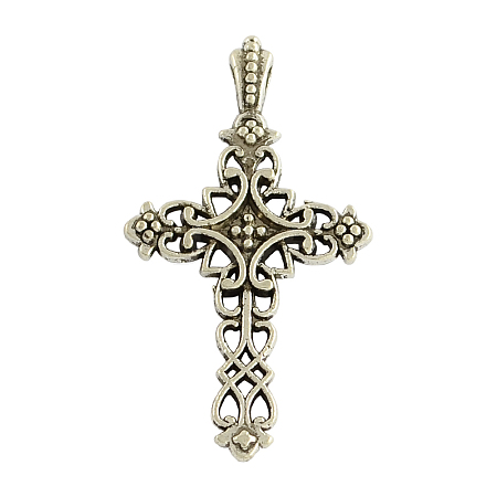 Tibetan Style Alloy Cross Gothic Pendants TIBEP-371-AS-LF-1