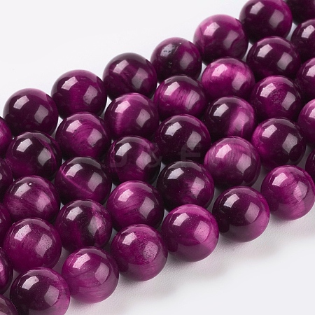 Natural Magenta Tiger Eye Beads Strands X-G-C076-8mm-1C-1