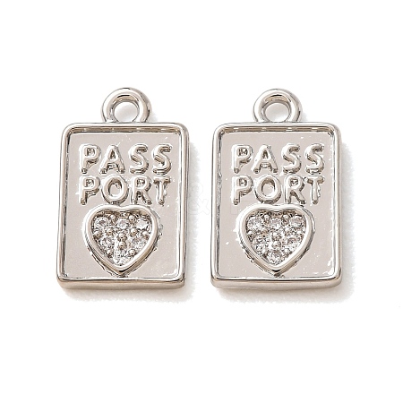 Brass Micro Pave Clear Cubic Zirconia Charms CU-CBA2907-07P-1