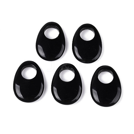 Natural Obsidian Large Hole Pendants G-N348-06B-12-1