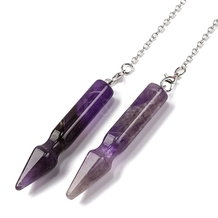 Natural Amethyst Pointed Dowsing Pendulums G-Q184-04G-P-1