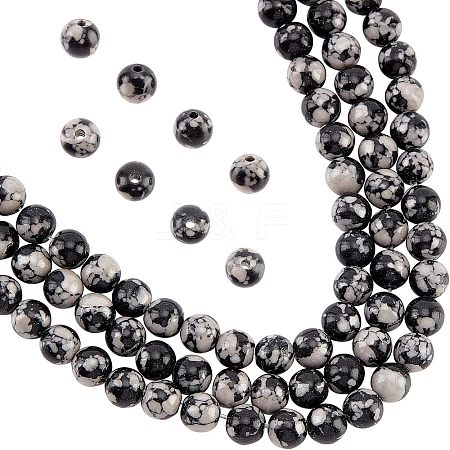  Synthetic Snowflake Obsidian Beads Strands G-NB0003-64-1