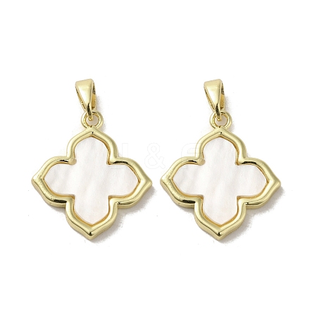 Brass Pave Shell Pendants X-KK-I708-14H-G-1