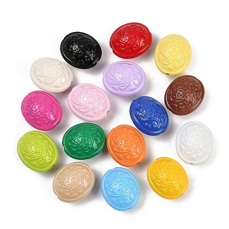 Opaque & Spray Painted Acrylic Beads OACR-G048-04-1