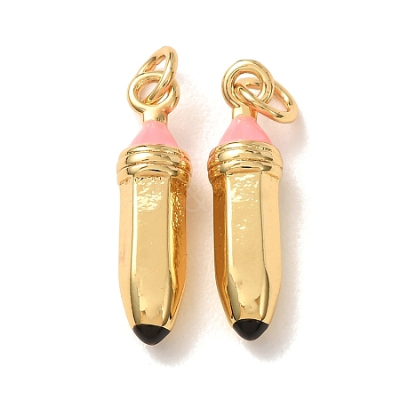Brass with Pink Enamel Pendants KK-CBA2F11-33G-1