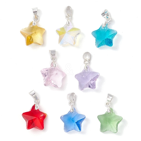 8Pcs Glass Pendants PALLOY-JF03009-1