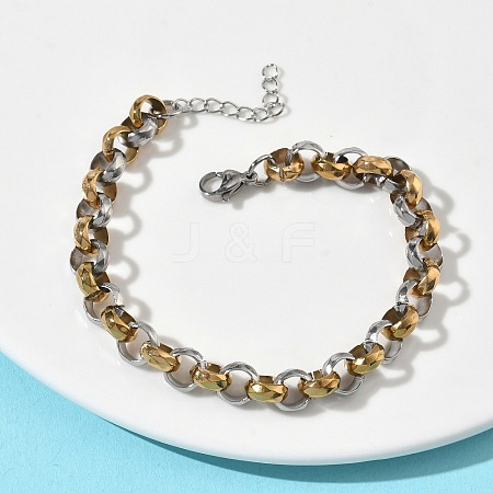 Two-tone 304 Stainless Steel Rolo Chain Bracelets for Women BJEW-A160-05GP-1