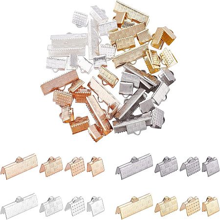 Unicraftale 64Pcs 4 Style 304 Stainless Steel Ribbon Crimp Ends STAS-UN0023-97-1