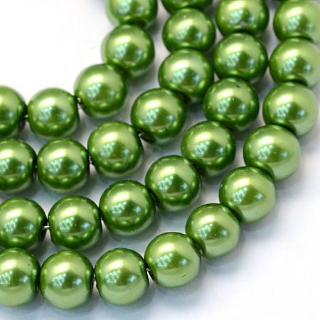 Baking Painted Pearlized Glass Pearl Round Bead Strands HY-Q003-6mm-13-1