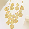Flat Round Alloy Pendant Necklace & Dangle Earring Sets FS-WG6C074-01-5