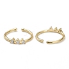 Brass Micro Pave Clear Cubic Zirconia Cuff Rings ZIRC-M117-07G-2