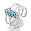 304 Stainless Steel Synthetic Turquoise Cuff Rings G-Z056-03P-03-1