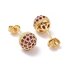 Hot Pink Cubic Zirconia Disco Ball Stud Earrings EJEW-C030-02-3