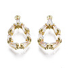 Brass Inlaid Clear Cubic Zirconia Charms ZIRC-S069-021G-1