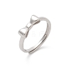 925 Sterling Silver Bowknot Adjustable Rings for Women RJEW-R008-02S-02-4
