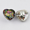 1-Hole Taiwan Acrylic Rhinestone Heart Buttons BUTT-F017-15mm-13-2