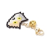 Handmade Glass Seed Beaded  Cat Head Shape Pendants Decorations HJEW-MZ00366-04-4