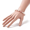 Natural Strawberry Quartz & Pearl Round Beaded Stretch Bracelet for Women BJEW-JB09246-05-4
