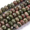 Faceted Natural Unakite Rondelle Beads Strands X-G-K090-10-2