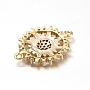 Brass Micro Pave Clear Cubic Zirconia Links connectors X-ZIRC-L085-74G-2