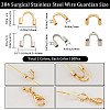 CREATCABIN 200Pcs 2 Style 304 Surgical Stainless Steel Wire Guardian and Protectors STAS-CN0001-27-2