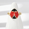 Brass Enamel Cuff Rings for Women RJEW-A059-03G-5