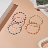Natural & Synthetic Mixed Gemstone Round & Glass Mushroom Beaded Stretch Bracelet for Women BJEW-JB09266-2
