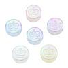 Rainbow Iridescent Plating Acrylic Beads OACR-N010-067-2