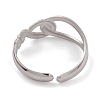 304 Stainless Steel Hollow Knot Open Cuff Rings for Women RJEW-G285-75P-3