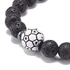 Natural Lava Rock & Synthetic Hematite & Acrylic Beaded Stretch Bracelet BJEW-JB08553-04-4