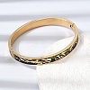 304 Stainless Steel Black Enamel Skin Print Hinged Cuff Bangles for Women SA-CBAC920-04G-2