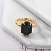 Hexagon Natural Obsidian Finger Rings RJEW-B113-02G-08-4