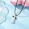 Glass Seed Beads & Glass Pearl Round Beaded Bear Pendant Waxed Cotton Cord Necklaces for Women Men NJEW-MZ00126-01-1