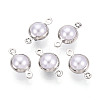 Brass ABS Imitation Pearl Connector Charms KK-N286-02A-P-1