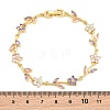 Brass Pave Cubic Zirconia Flower Link Chain Bracelets for Women KK-CBA68DA-14G-07-5