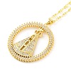 Brass Micro Pave Clear Cubic Zirconia Nossa Senhora Aparecida Pendant Necklaces for Women NJEW-S430-02G-03-1