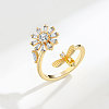 Brass Micro Pave Cubic Zirconia Rotating Cuff Rings for Women FS-WG7CCCF-21-1
