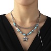 304 Stainless Steel Glass Double Layer Necklaces NJEW-K259-02P-5