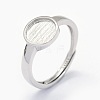 Anti-Tarnish Rhodium Plated 925 Sterling Silver Finger Ring Components STER-E061-01C-P-2
