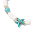 Natural White Shell & Synthetic Turquoise Beads Stretch Bracelets for Women BJEW-JB13477-02-3