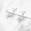 Alloy Dangle Stud Earrings EJEW-LP0007-119-3