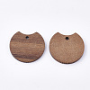 Undyed Walnut Wood Pendants WOOD-T023-04-2