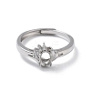 Adjustable Rhodium Plated 925 Sterling Silver Clear Cubic Zirconia Ring Components STER-C011-02P-2